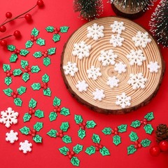 Jetec 150 Pcs Tiny Resin Christmas Snowflake Decorations Small, White, Green