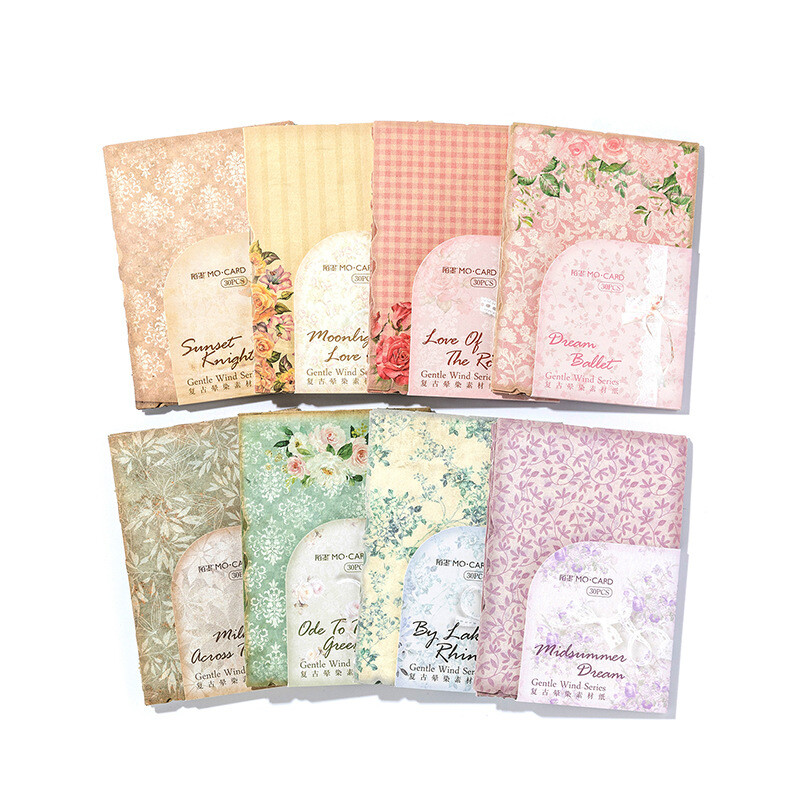 30Pcs Vintage Scrapbook Paper DIY Junk Journal Planner Supplies Wall Collage Art