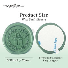 Wax Seal Stickers with Various Seals Patterns, Green Adhesive Sealing Wax Sti…