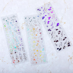 36 Sheets Holographic Deco Stickers Shiny Tiny Stickers Self Adhesive Clear Glit