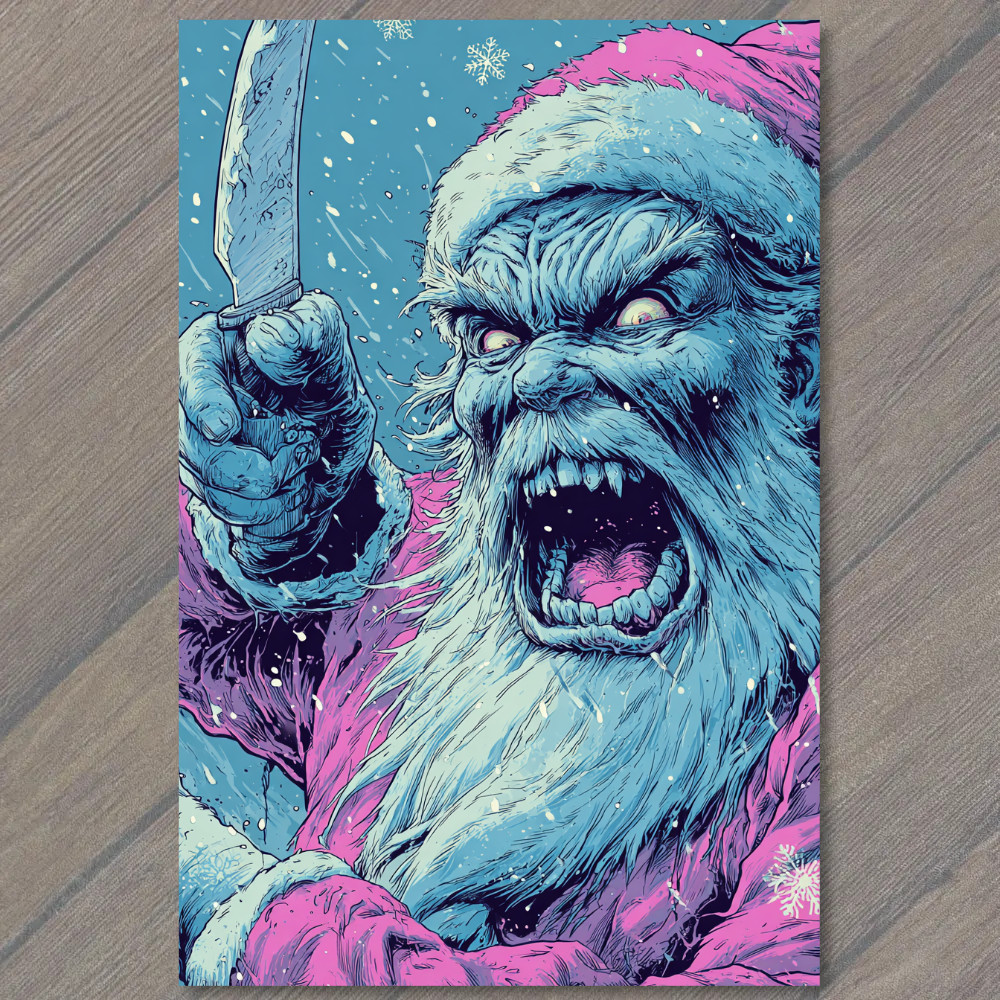 STICKER Evil Santa With Knife Horror Christmas Comic Dark Humor Holiday Artwor