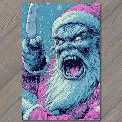 STICKER Evil Santa With Knife Horror Christmas Comic Dark Humor Holiday Artwor