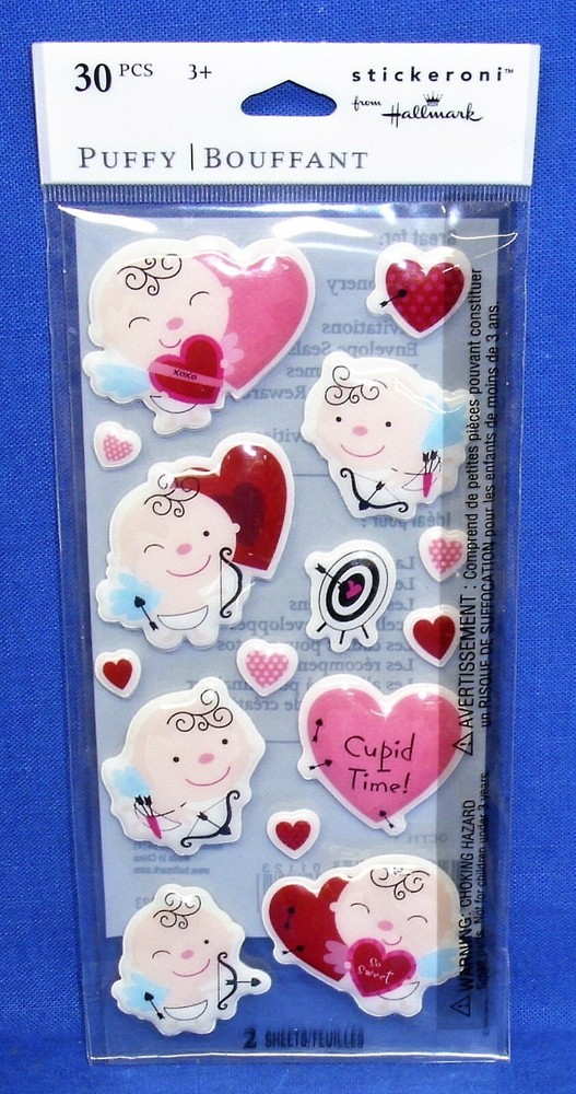 Hallmark Puffy Valentine’s Day Stickers Cupid Bow Arrow Love Free Ship Over $15