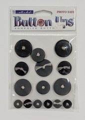 Sticko Button Ups Black & Grey Adhesive Buttons Scrapbooking Stickers