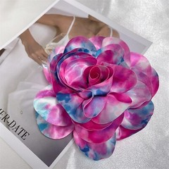 Dainty Dyed Satin Fabric Leopard Print Rose Flower Extra Large Big Brooches L…
