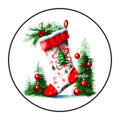 30 CHRISTMAS STOCKING STICKERS ENVELOPE SEALS LABELS 1.5″ ROUND TREES