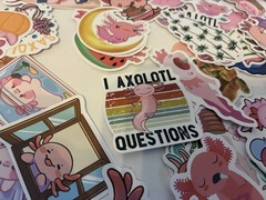 Axoloti Assorted Kids Stickers. 200 Pcs. Scrapbook. Cartoon. Funny. Animal. Cute