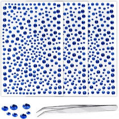 3 Sheets Dark Blue Rhinestone Stickers Self Adhesive Gems 3-6mm Diameter Diamant
