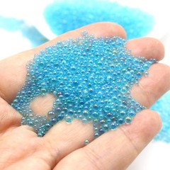 50g Sky Blue Glass Caviar MicroBeads Bubbles Balls Fillers Mixed Size Nail Art