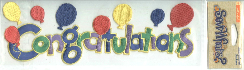 Congratulations Balloons Party Win Grad Sticko Sew Whats Embroidery Stickers