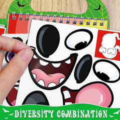 Halloween Make-a-Face Sticker Books 3-Pack,Halloween Toys Activity Pad for Kids