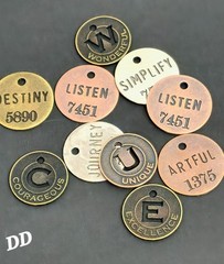 WORDS LETTERS TOKEN CHARMS TIM HOLTZ & MORE Antiqued SCRAPBOOK METAL CRAFTS