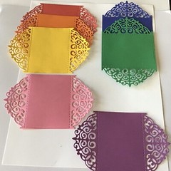 Swirls deco fold-over Card Topper Window Frame Die Cut embellishments 5 pcs