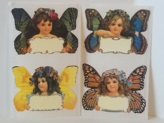Mrs Grossman John Grossman Large Butterfly Angel Stickers Lot of 4 Vintage