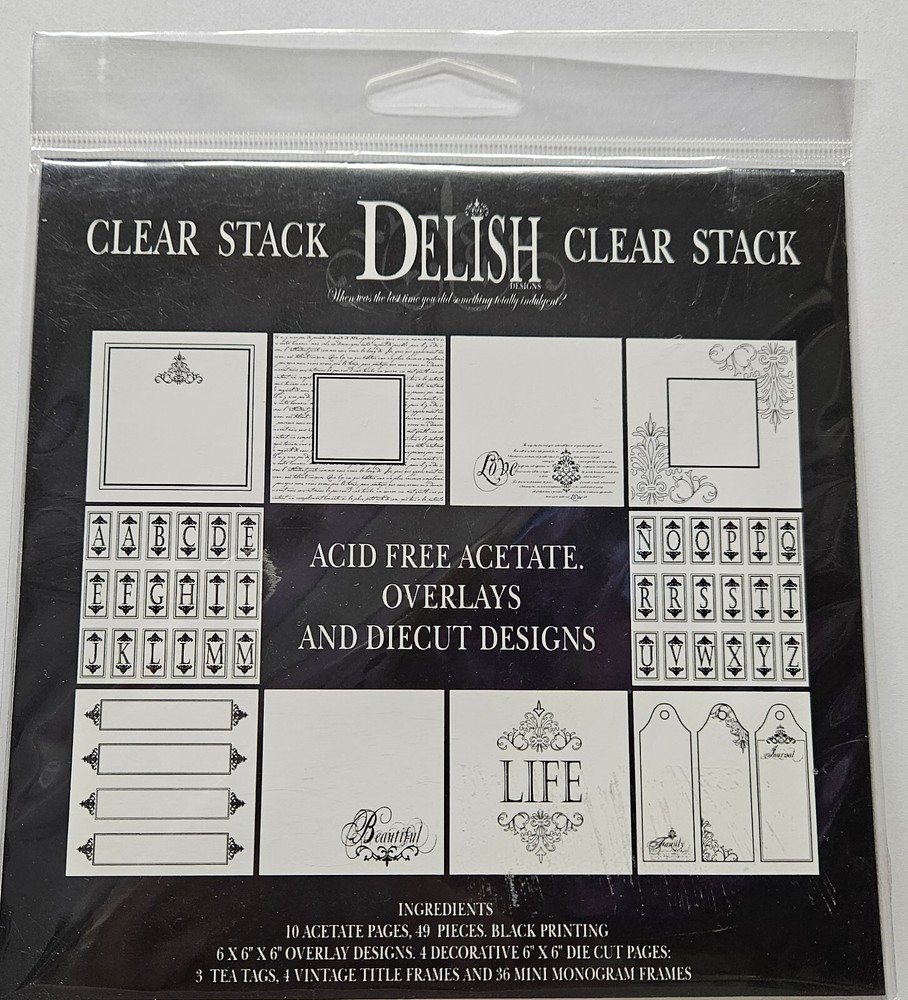 6 x 6 Acid Free Acetate Overlay for Delish Designs Scrapbook Chipboard Alb