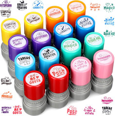 16 Pcs Spanish Teacher Self Inking Stamps Teacher Gifts Motivation Grading Stamp