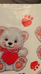 Vintage Hallmark Stickers Teddy Bear Valentine’s Day Heart Paw Prints 1 Sheet