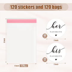 120 Sets of Wedding Favor Stickers with Cookie Bags for Bridal Showers