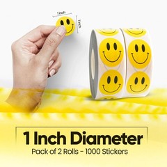 1000PCS Yellow Smiley Face Stickers 1 Inch â€“ Bulk Happy Face Stickers for Cla