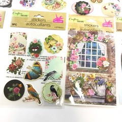 Crafters Square Sticker LOT Vintage Birds Butterflies Floral Mason Jar Labels