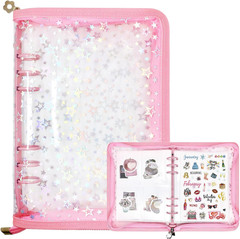 Sticker Storage Organizer Binder A5 Sticker Collecting Reusable Zipper Album wi