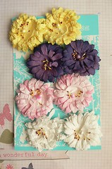 SUNFLOWER / GERBERA 8Pack WHITE PINK PURPLE YELLOW with Centre PAPER 50-55mm MHB