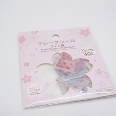 Daiso Japan Sakura Cherry Blossom Photo Style Flake Stickers 40Pcs (10Designs)