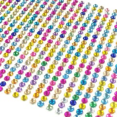 Wrapables 750 Piece Adhesive Rhinestone Crystal Diamond Sticker, 3mm, Multicolor