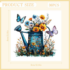 36 Pcs Spring Floral Rub on Transfers for Crafts, Floral Garden Watercolor Rub-O