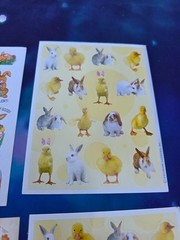 VINTAGE HALLMARK AGC STICKERS EASTER BUNNY DUCKS CHICKS NEW 6 FULL SHEETS