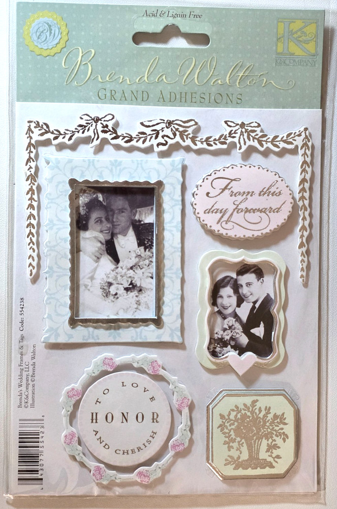 K&COMPANY Brenda Walter WEDDING FRAMES & TAGS Grand Adhesions – 7 pcs