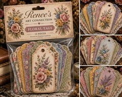 Handmade Vintage Floral Tag Pack Premium Ephemera Tags Junk Journal Scrapbook