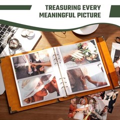 Vintage Leather Photo Album 4×6 Scrapbook 120 Photos Refillable Green Tree of Li