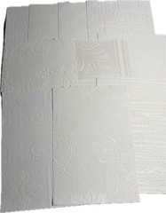 10 Assorted Vintage Textured White Wallpaper Samples / Remnants. Set 5.