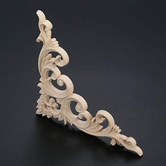Wood Appliques Decorative Wood Onlays for Furniture, 4Pcs Unpainted DIY Retro