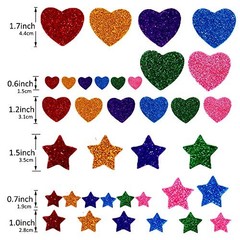 260 Pcs Glitter Foam Stickers Self Adhesive Stars & Hearts Craft Supplies Decor