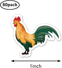 Rooster Stickers 1In for Scrapbooking, Arts, Craft, Kids DIY, Calendars Journals