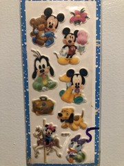 Disney Baby Mickey, Donald And Goofy Glitter Puffy Sticker Sheet Vintage