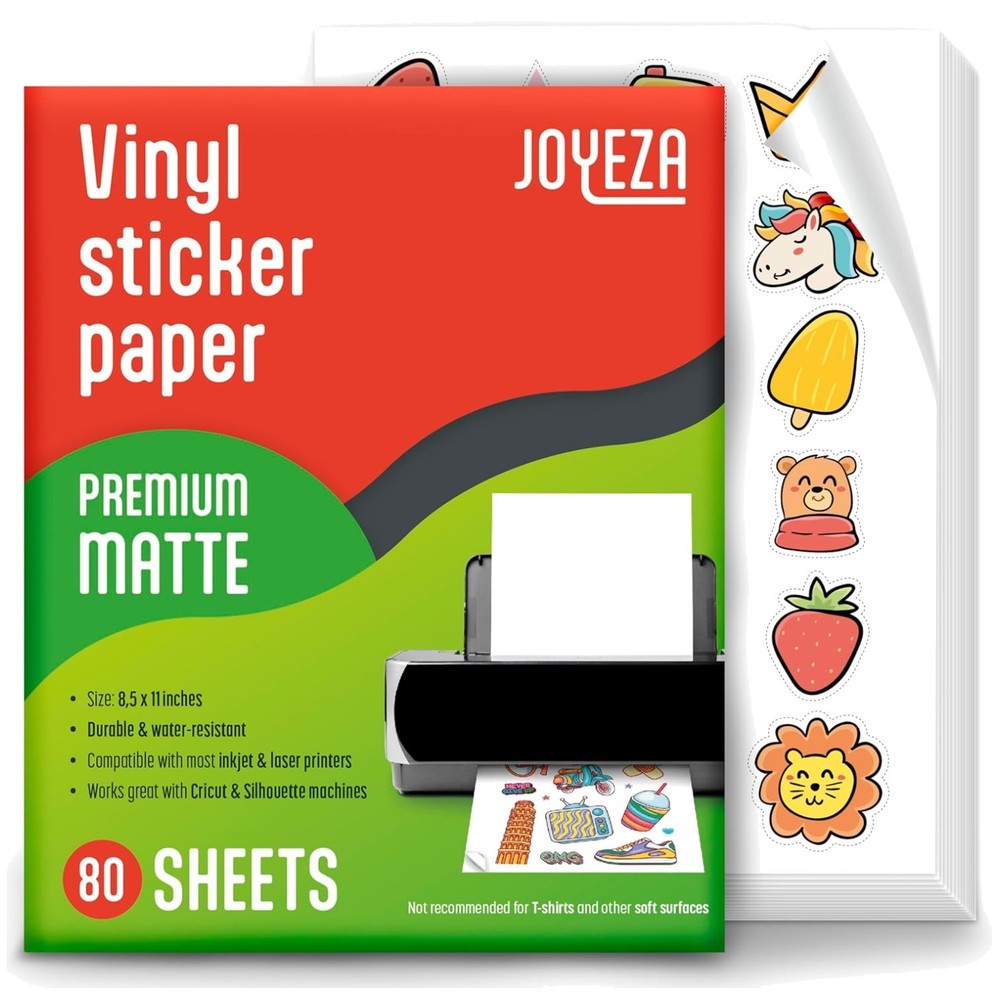 Durable Matte Printable Vinyl for Inkjet Printer – 80 Sheets