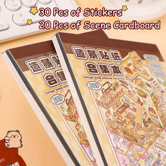 20 Sets DIY 3D Stickers Scene Collection Book, 3D Scene Miniature, Miniature Sim