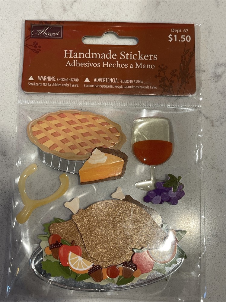 Harvest Handmade Stickers 6 Thanksgiving 3D New Walmart 10W/MUSHST006
