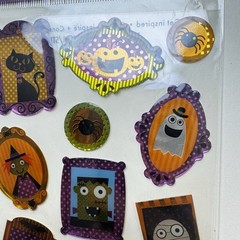 Crafts Sticko Stickers Trick Treat Happy Halloween Framed Ghosts Bats Black Cat