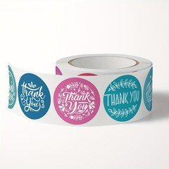 1 Roll 500 Stickers – Floral Thank You Labels for Boxes, Gifts & Envelopes