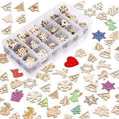 300 Pieces Unfinished Mini Wooden Christmas Ornaments DIY Wooden Christmas Or…