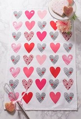 Valentine’s Day Collection Kitchen, Dishtowel Set, 18×28, Hearts Collage, 2