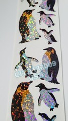 HAMBLY STUDIOS STICKERS PRISMATIC / GLITTER BIRDS KING PENGUINS VINTAGE RARE