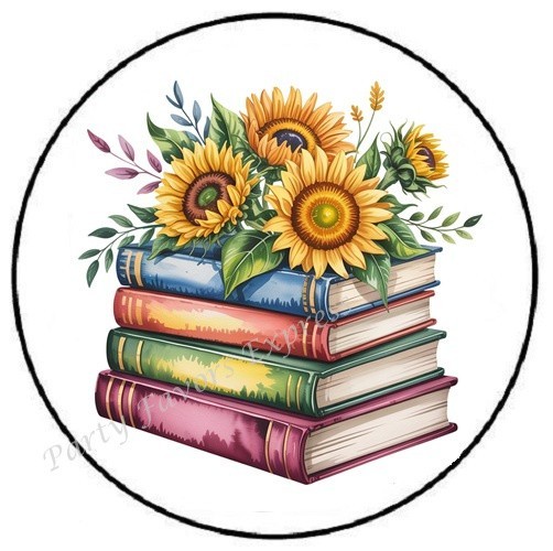 SUNFLOWER BOOKS READING ENVELOPE SEALS LABELS STICKERS PARTY FAVORS