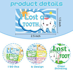 120 Pcs I Lost a Tooth Stickers 2.5 X 1.5 Inch for Tooth Fairy Kits