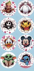 500 pcs Sticker Roll Cartoon Disney Breakthrough Mix Semi Gloss Self Adhesive