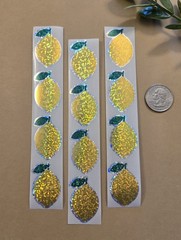 12 Sparkly Lemon Stickers Holographic Lemon Stickers Summer Fruit Stickers